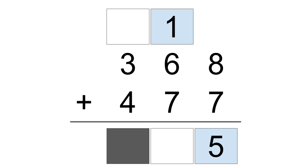 Three-step unsolved addition split into chunks